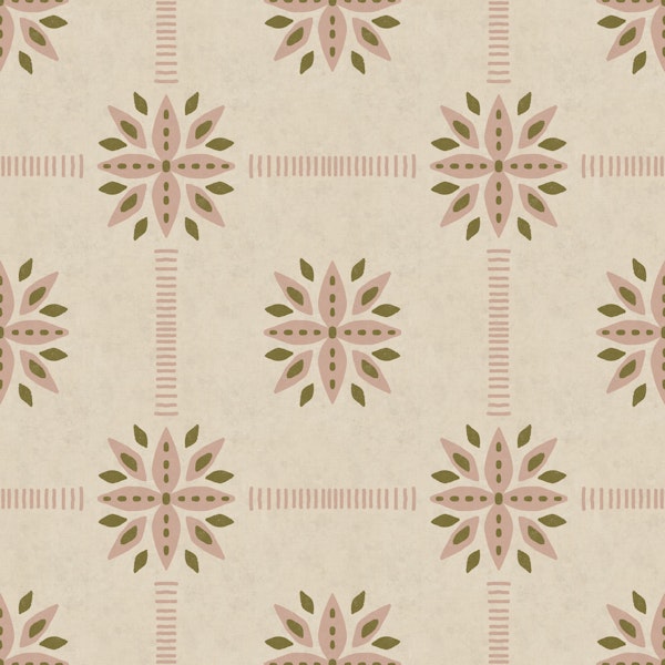Nordic Folk Tile - Cream - Large Scale