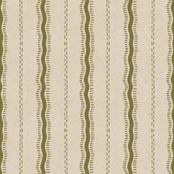 Olive Wavy Stripes on Linen