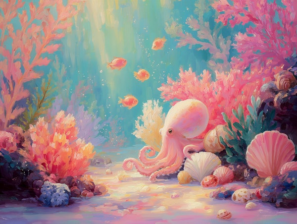 Pastel Octopus Coral Reef