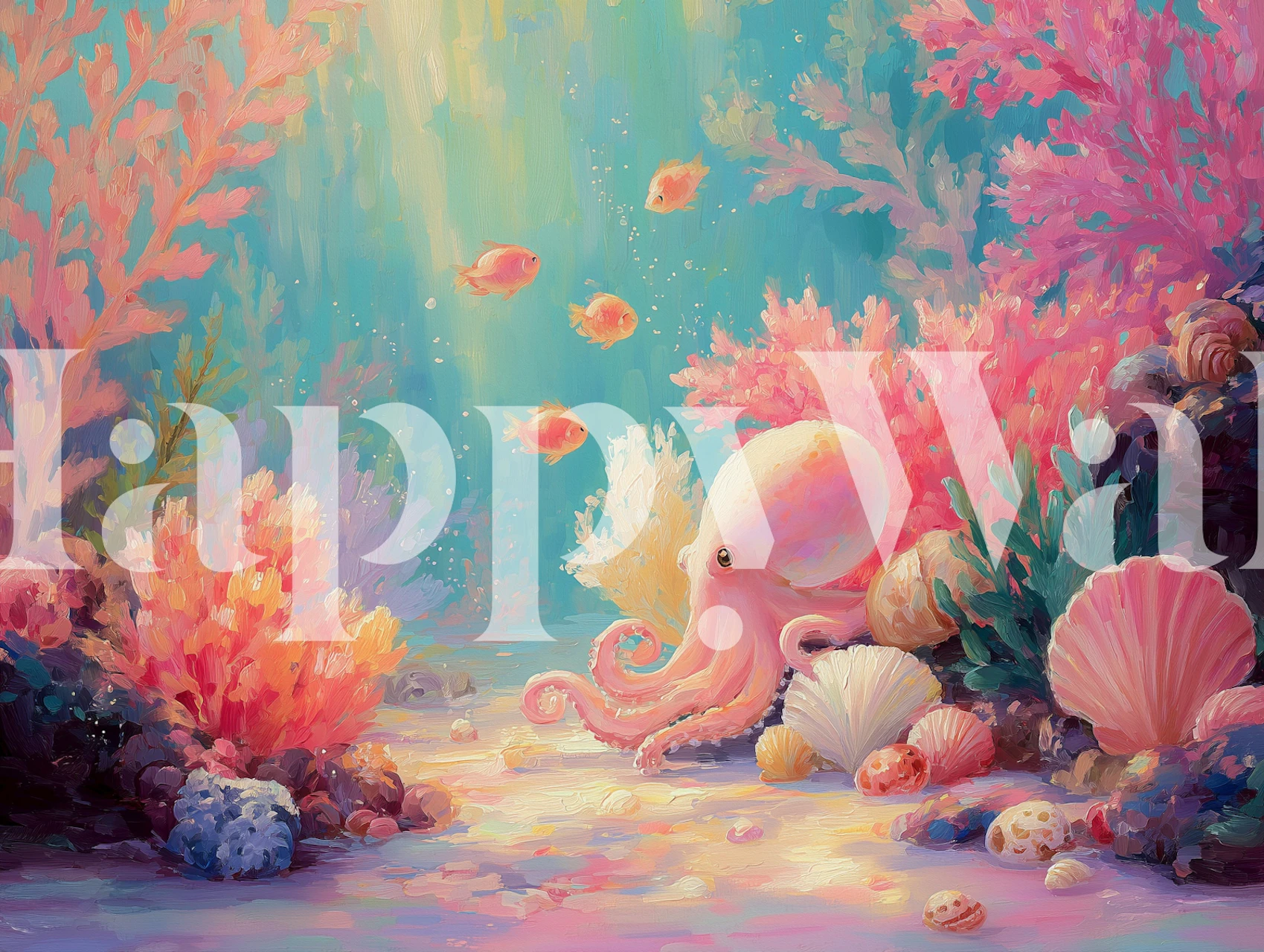 Pastel Octopus Coral Reef wallpaper