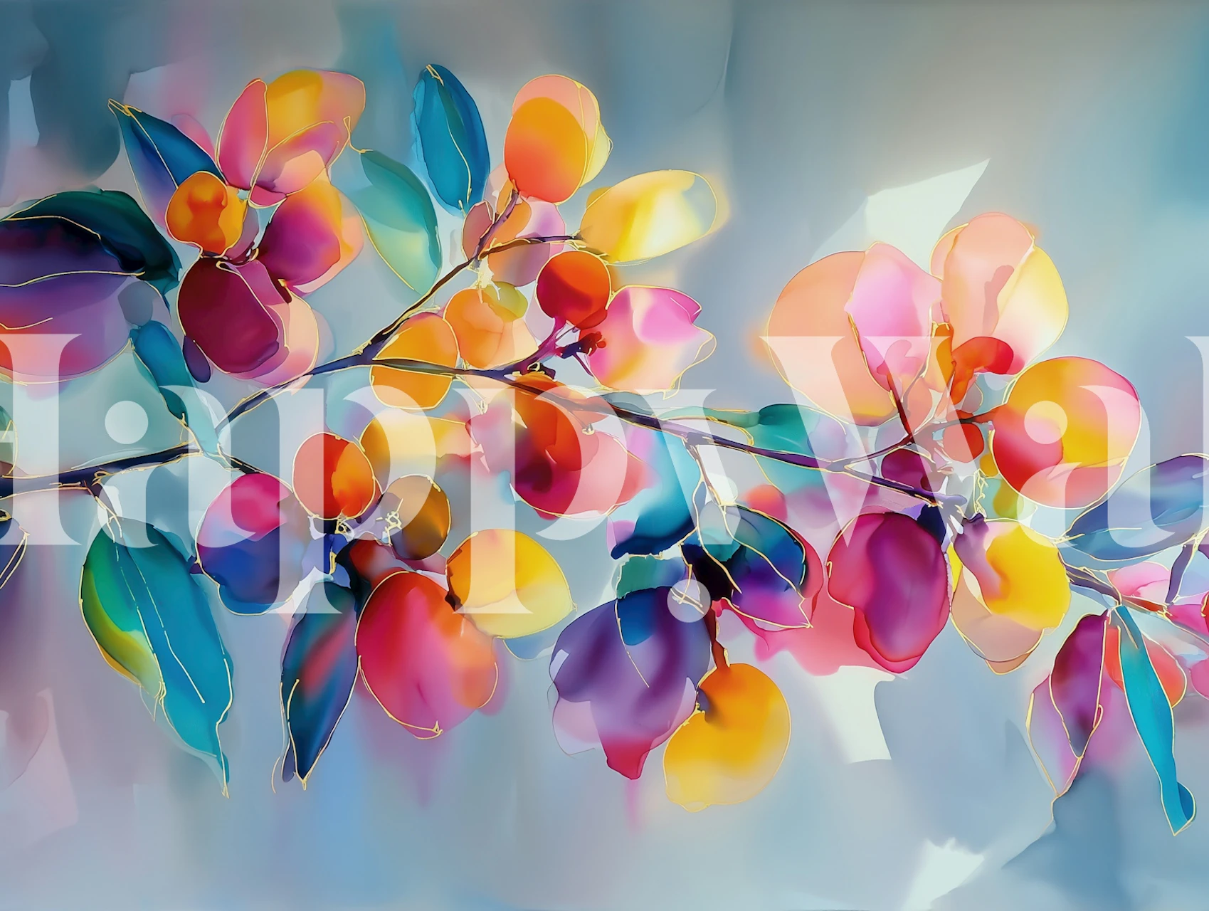 Color Splash Blossoms tapetas kambaryje