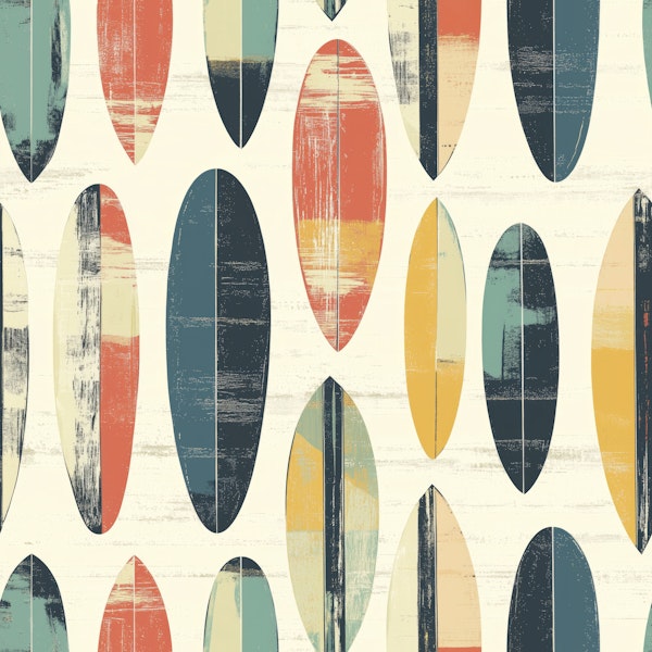 Vintage Surfboard Row Pattern
