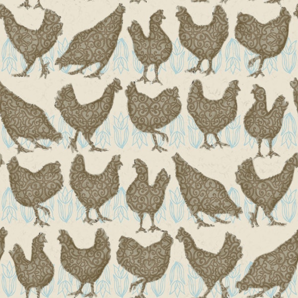 Rustic Chickens and Tulips