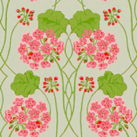 Pink Geranium Green Trellis tapete