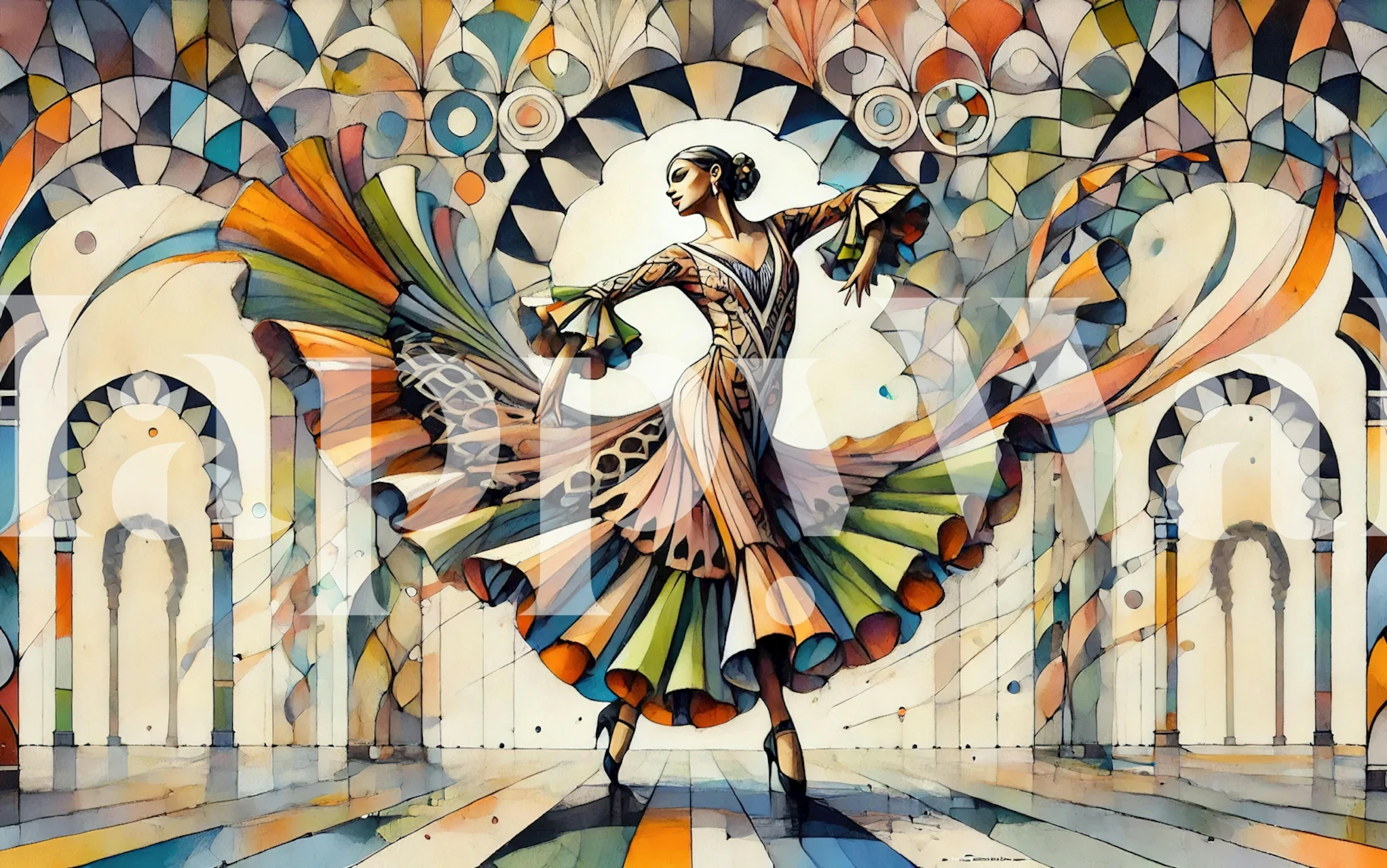 Flamenco dancer wallpaper in a room