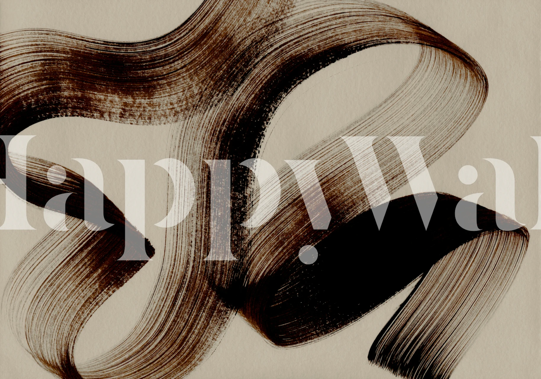 Warm neutral brush waves wallpaper in a room