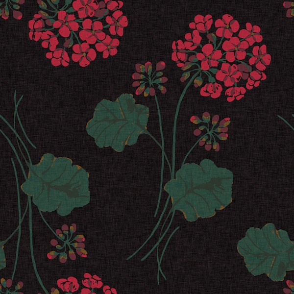 Moody Geranium Black Linen