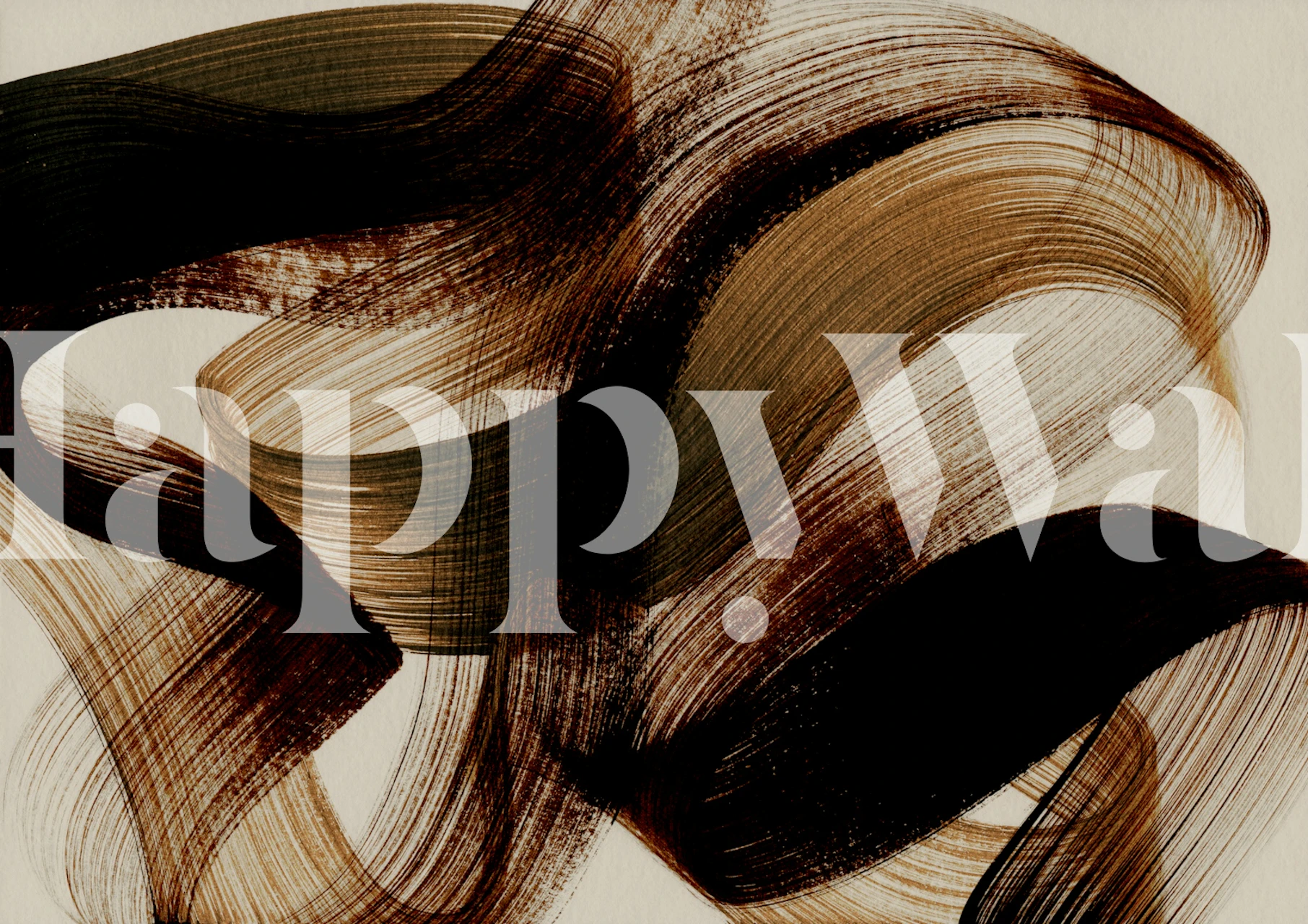 Brown Calligraphy Brush Strokes wallpaper in a room
