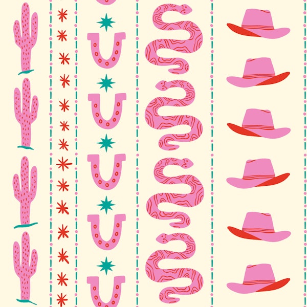 Pink Western Cactus Stripe