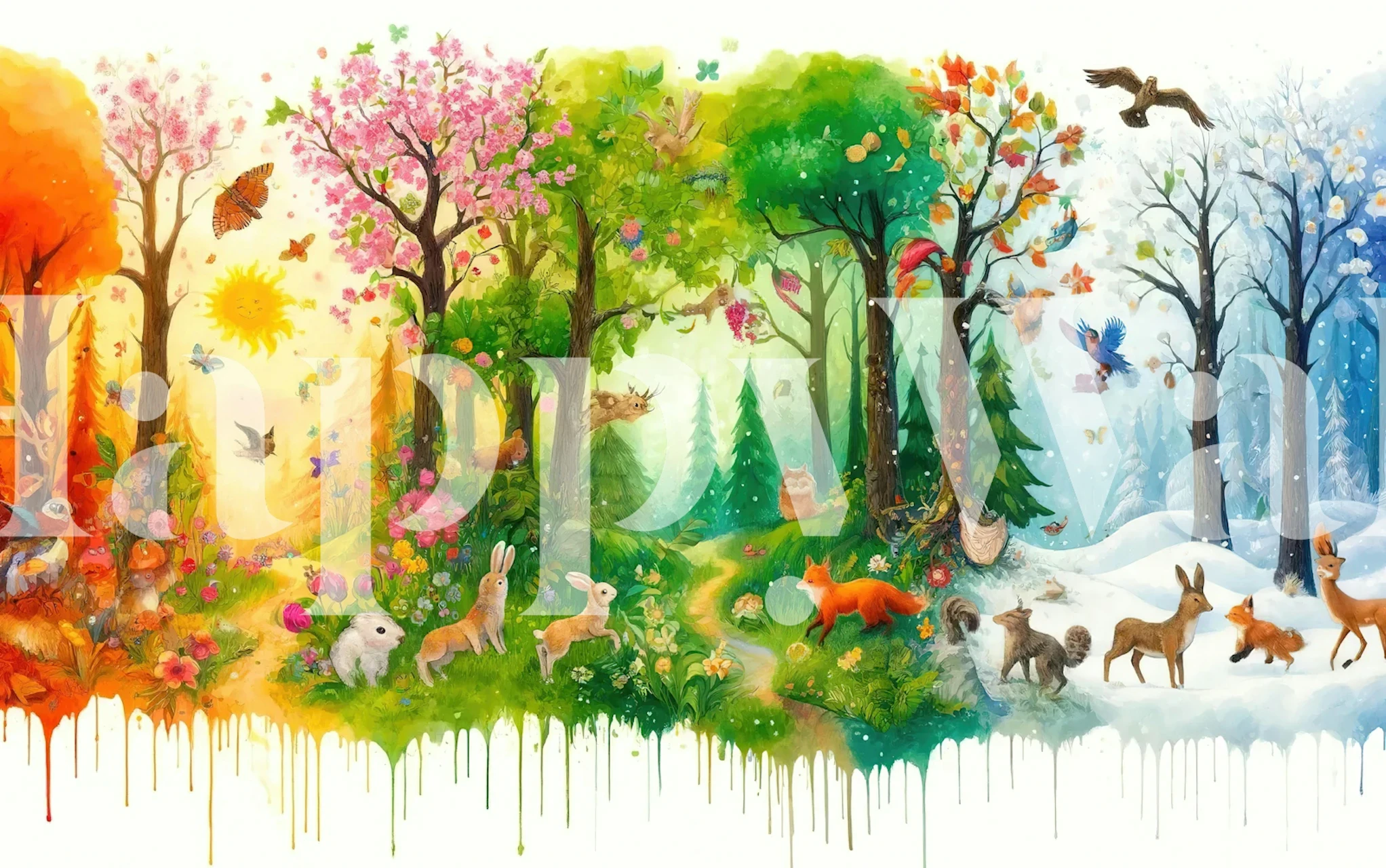 Forest through the Seasons tapeta v místnosti
