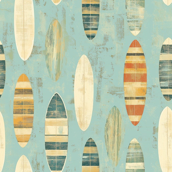 Vintage Beach Surfboards Pattern