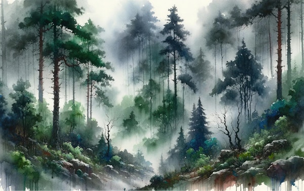 Mist in Lush Forest
