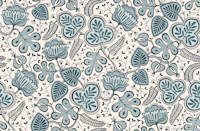 modern whimsical chintz - aqua blue wallpaper