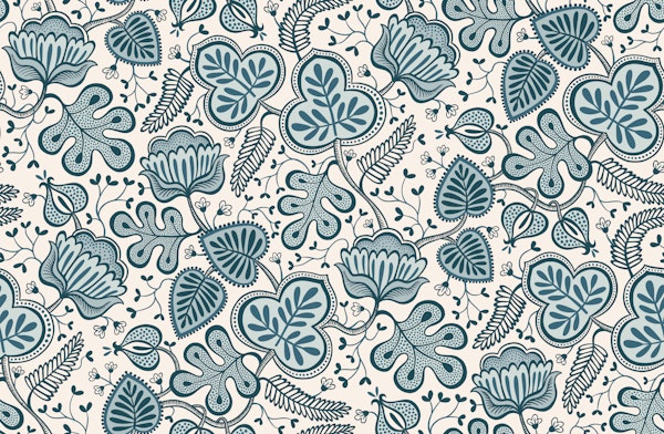 modern whimsical chintz - aqua blue