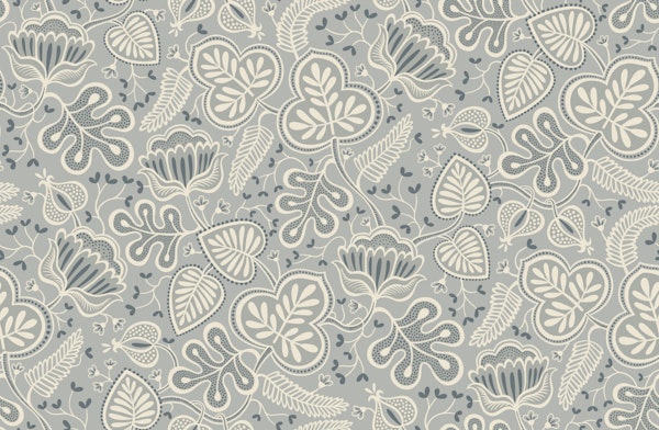 modern whimsical chintz - grey blue