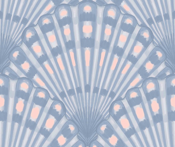 Coastal Scallop Shell Fans Blue Blush