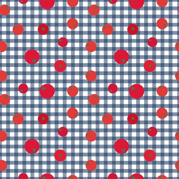 Red Tomatoes on Blue Gingham