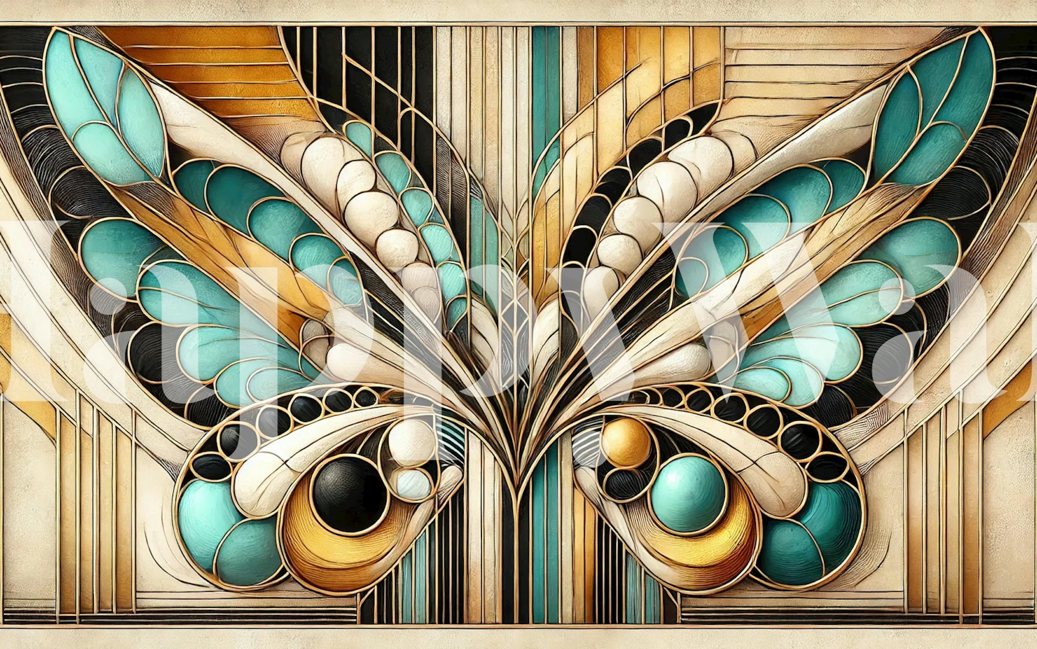 Art Deco Butterfly Wings wallpaper in a room