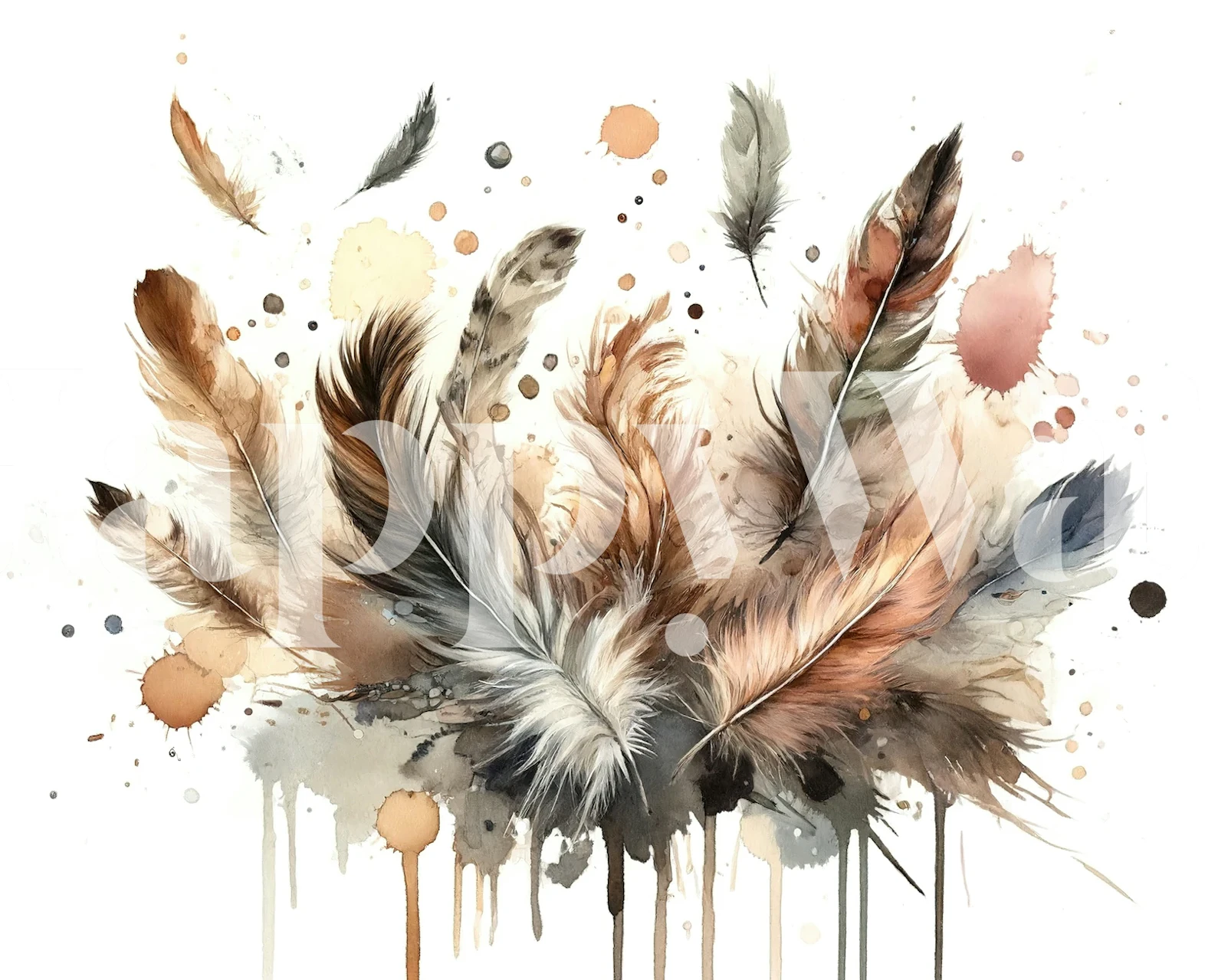 Feathers in Harmony wallpaper in a room