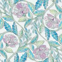 Boho Blue Purple Floral Chintz Small tapety