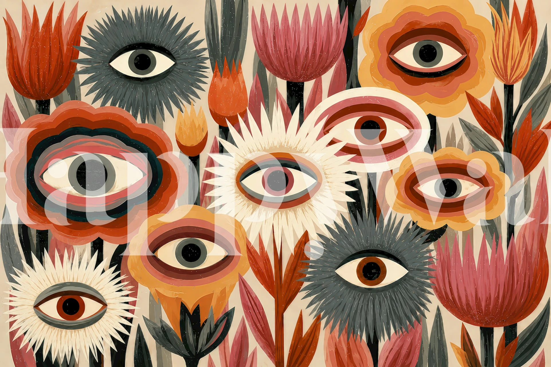 Mystic Eyes Garden behang in een kamer