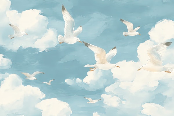 Seagulls Above the Clouds