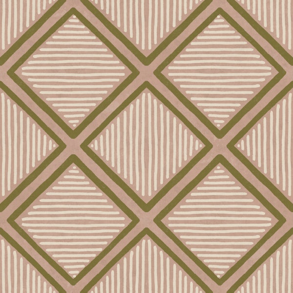 Diamond Lattice - Beige and Green - Large