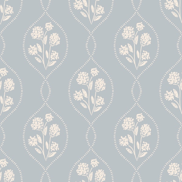 Soft Blue Floral Trellis