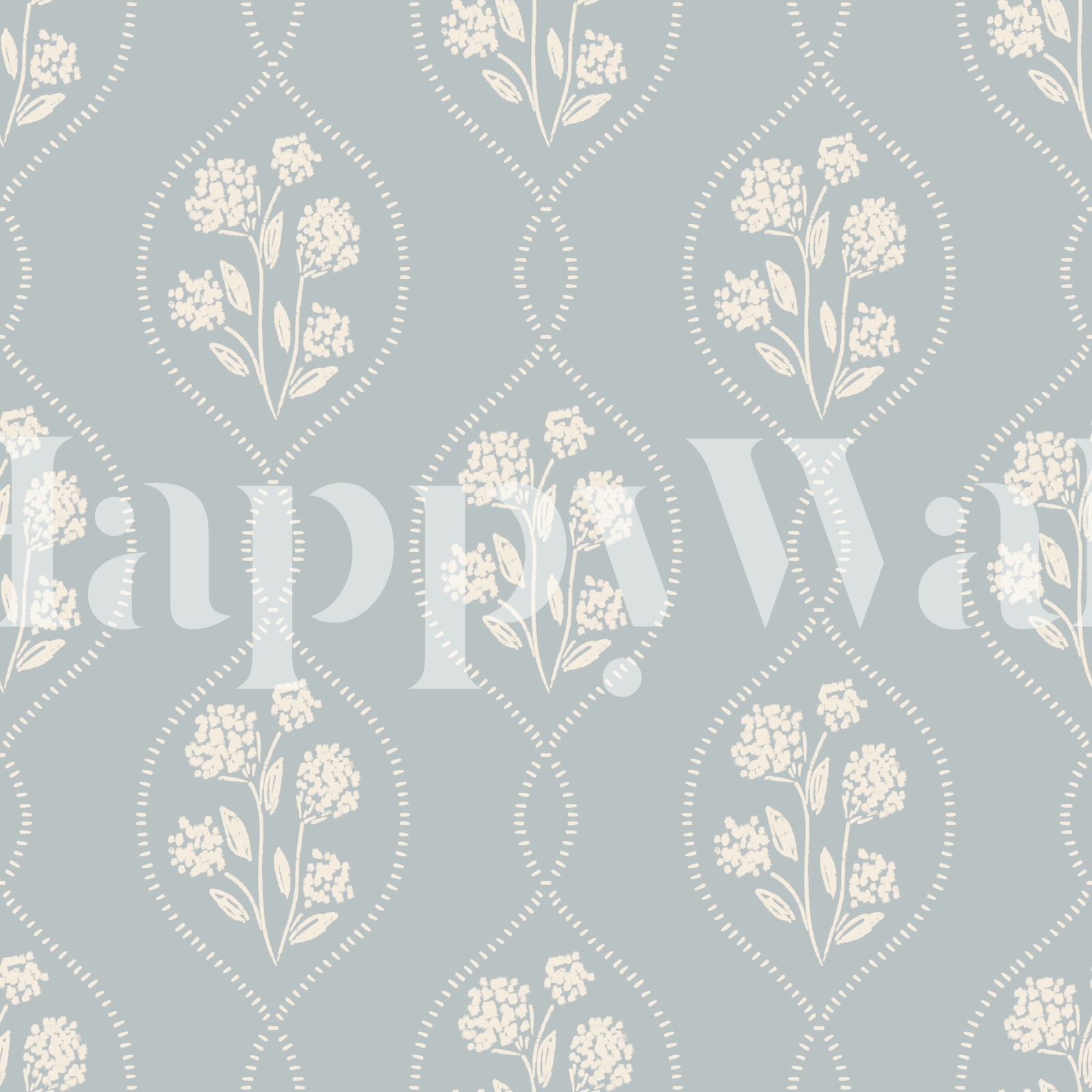 Vintage Floral Trellis - Blue and Cream
