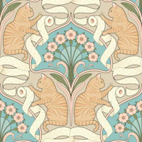 Tabby Cats and Toilet Paper Art Nouveau Sand wallpaper