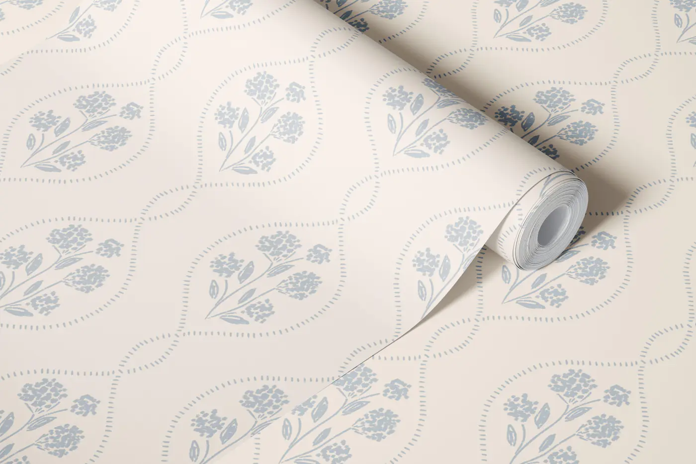 Soft Blue Botanical Lattice wallpaper roll
