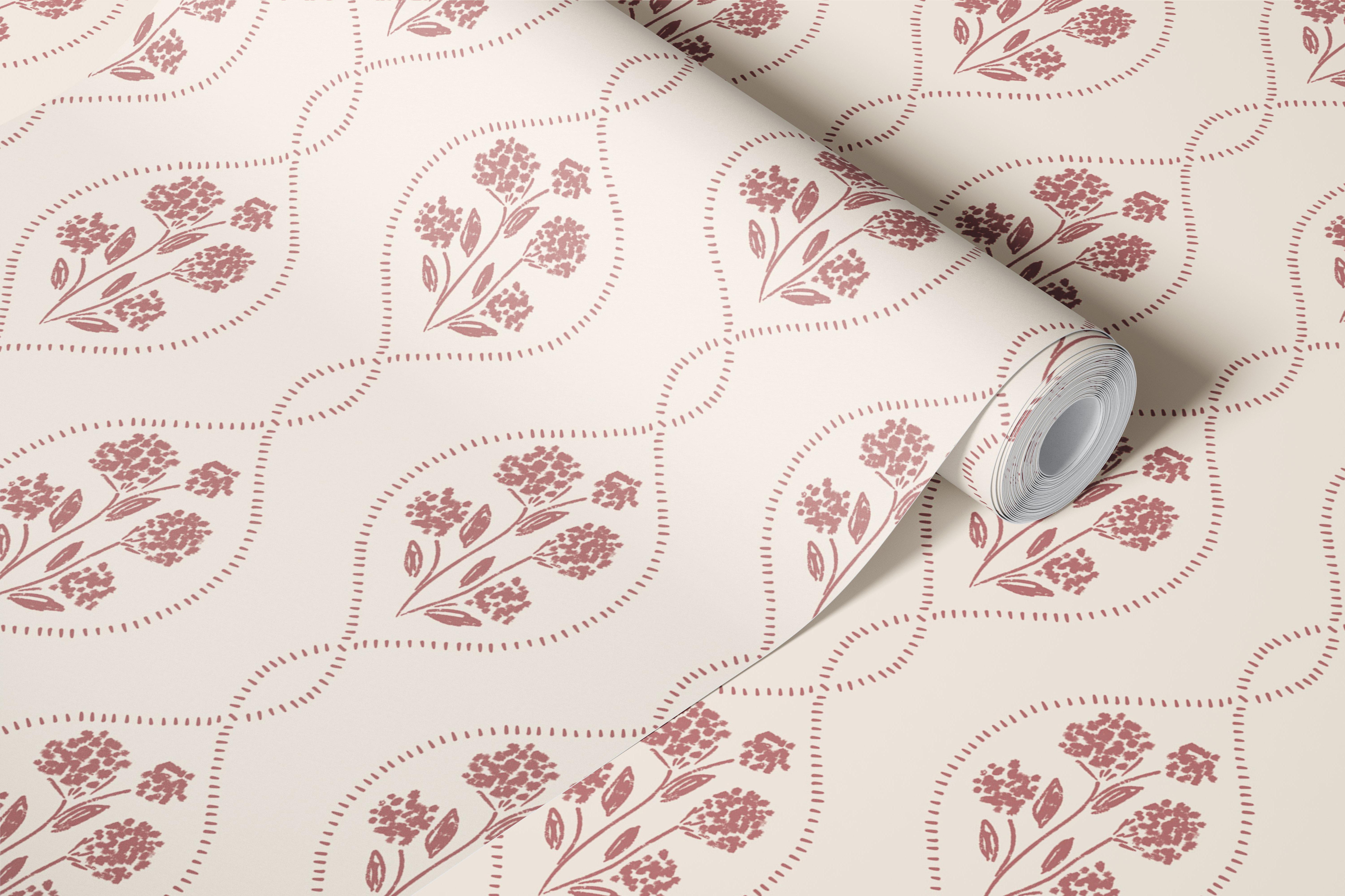Vintage Floral Trellis wallpaper in a room