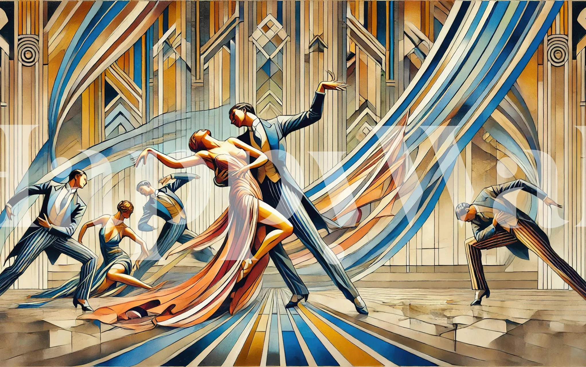 Art Deco Dance Scene wallpaper