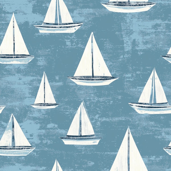 Nautical Sailboats Blue Pattern