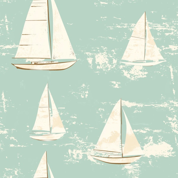 Vintage Sailboats on Mint Pattern