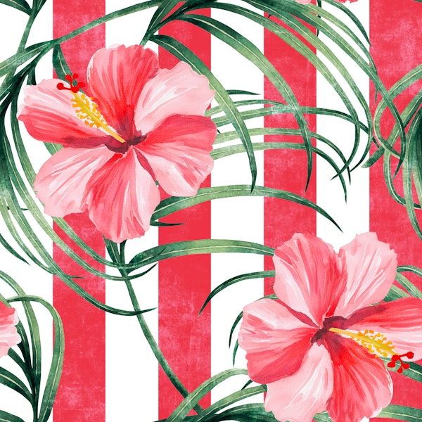 Tropical Hibiscus Red Stripes XL scale