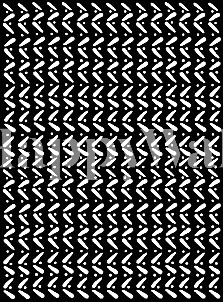 Black and white mud cloth pattern with arrows and dots for wall mural