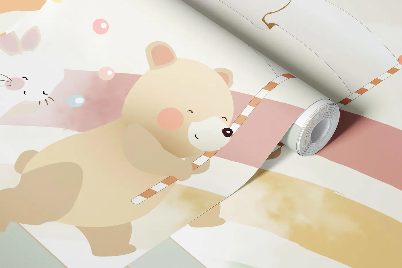 Colorful Animal School Bus wallpaper roll