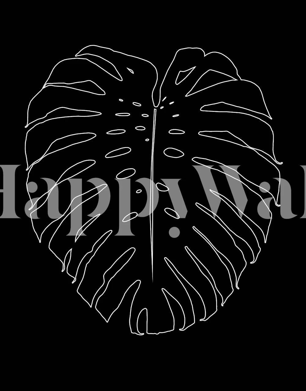 Monstera Leaf Line Art 3 wallpaper in a room