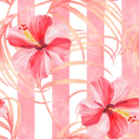 Pink Hibiscus Stripes wallpaper