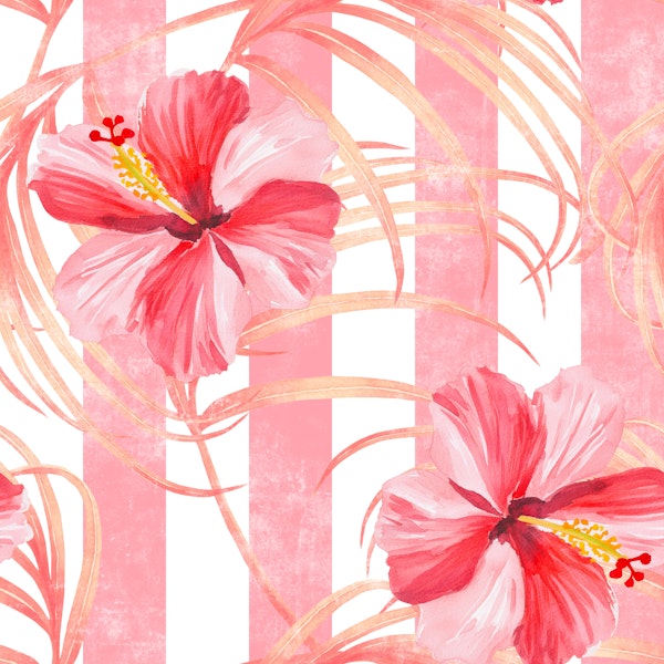 Pink Hibiscus Stripes