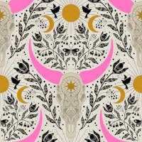 Western Gothic cow sculls neutral pink tapety