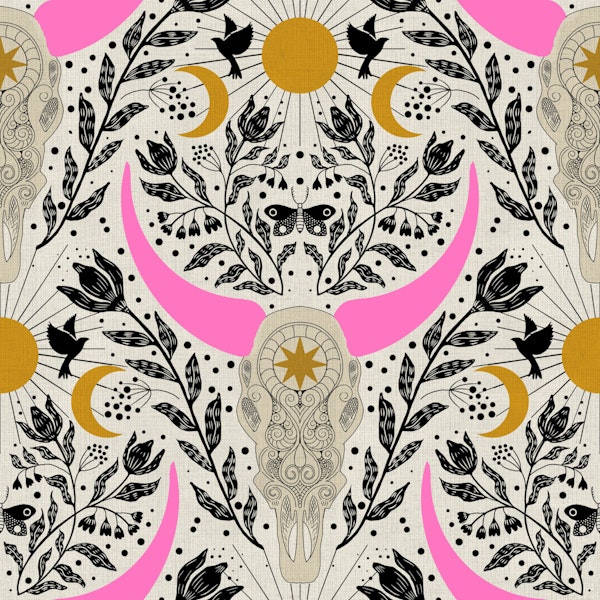 Western Gothic cow sculls neutral pink