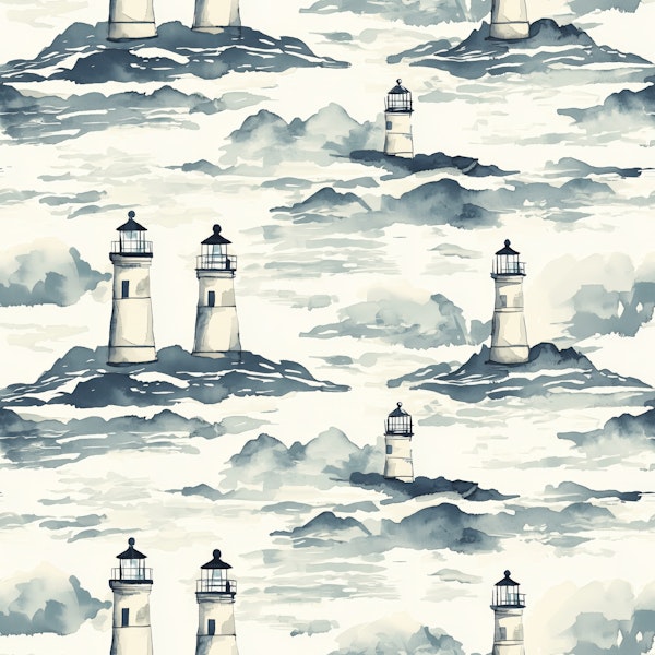 Nautical Lighthouse Seascape Pattern