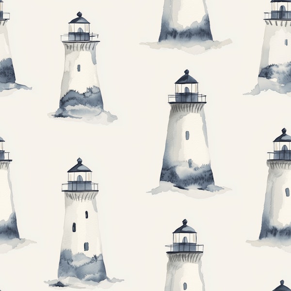 Blue Gray Lighthouses Pattern