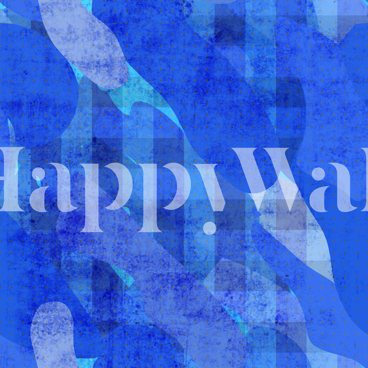 Cobalt blue abstract collage wallpaper in a room