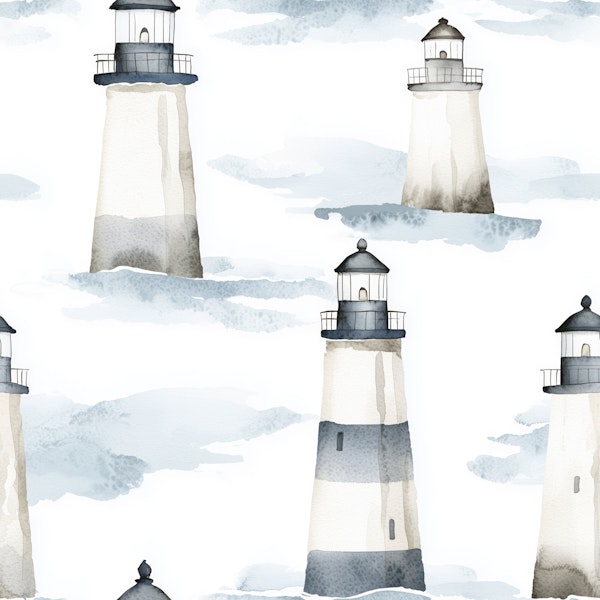 Ocean Mist Lighthouses Pattern
