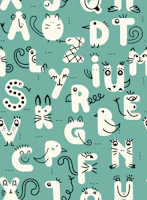 ABC Living Alphabet Aqua teal tapet