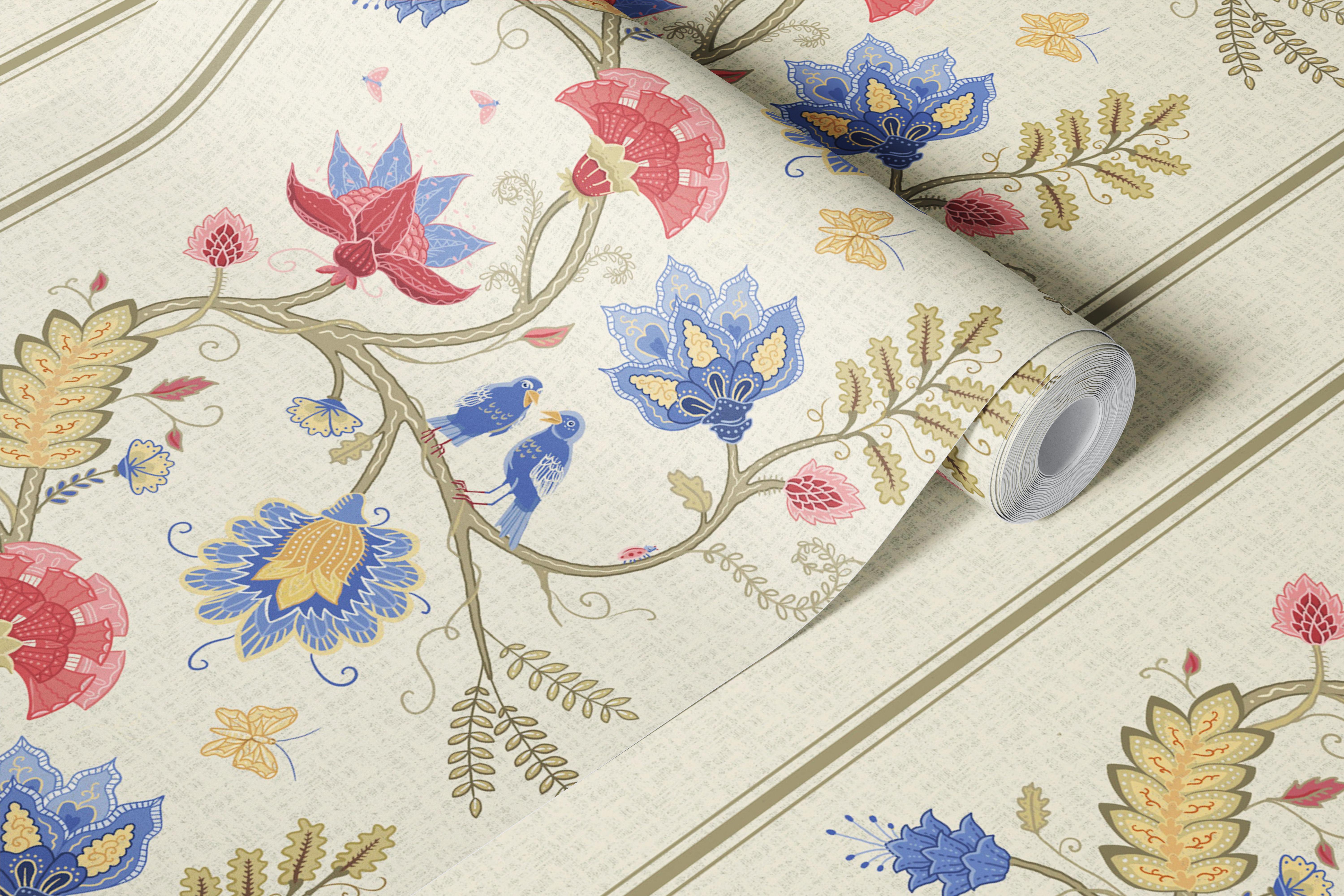 Scandinavian floral wallpaper in a soft room