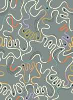 Freak out funny curvy shapes grey behang